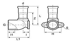 90° Female Elbow with Flush Wall Mount
