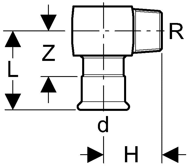 Short Elbow 90° Adaptor Male thread