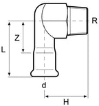 Elbow Adaptor 90°  with Male Thread