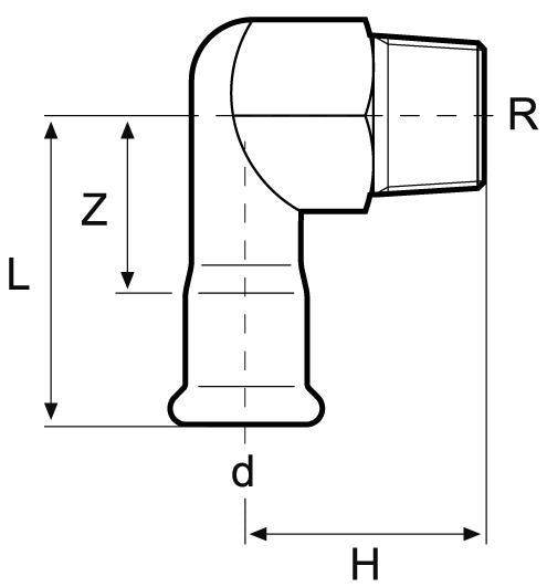 Elbow Adaptor 90°  with Male Thread