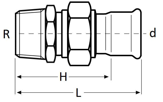 Male Barrel Union Brass Nut EPDM Flat Seal