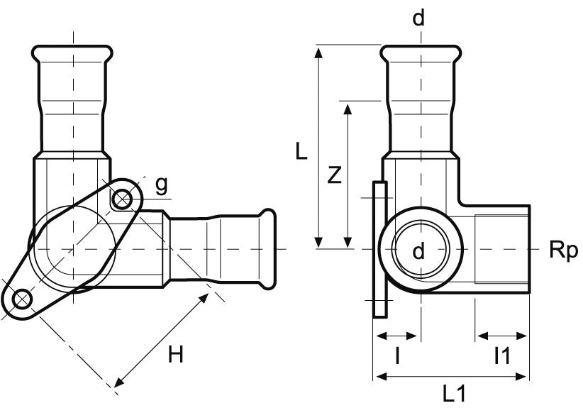Lugged Elbow with Female Tap Outlet