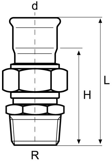 Male Barrel Union Brass Nut EPDM Flat Seal
