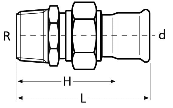 Male Barrel Union Brass Nut EPDM Flat Seal