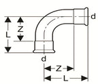 Elbow 90° radius 1.5d