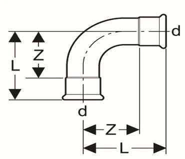 Elbow 90° short radius 1.2d