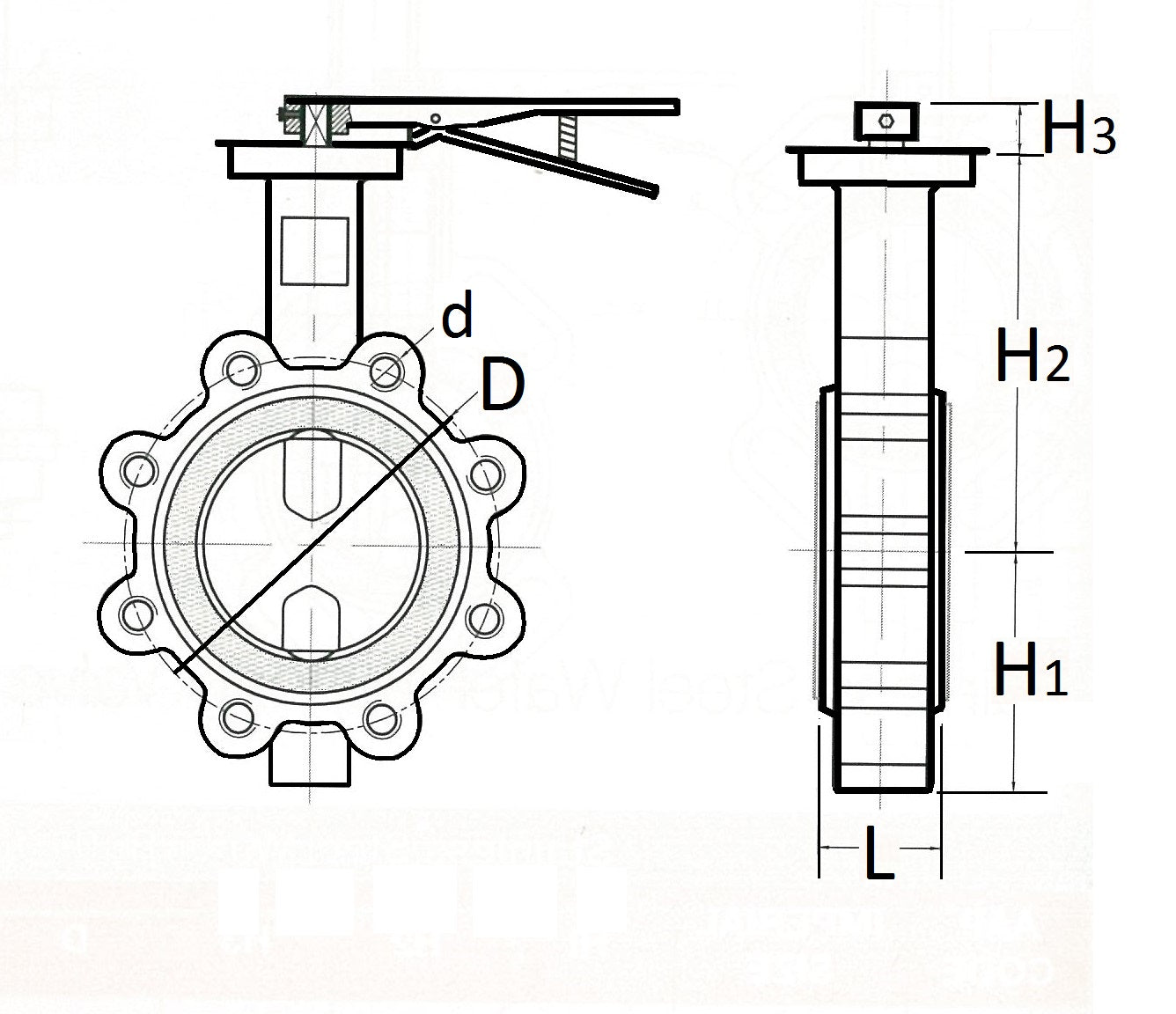 Lugged Butterfly Valve with stainless steel disc