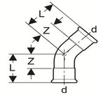 Elbow 45°  radius 1.2d