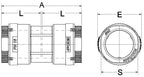 Technical drawing of a cylindrical component with dimensions labeled