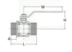 Technical drawing of a valve with dimensions labeled
