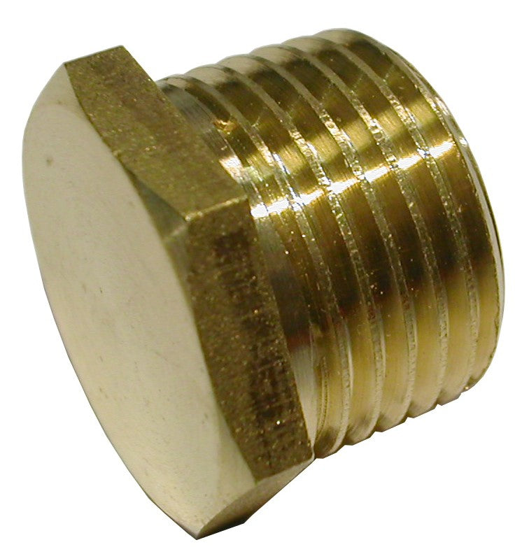 Brass fitting with threaded end on a white background