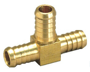 Brass plumbing fitting on a white background