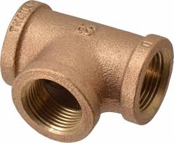 Bronze T-shaped pipe fitting on a white background