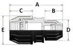 Technical drawing of a black plastic component with labeled dimensions