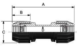 Technical drawing of a mechanical component with labeled dimensions