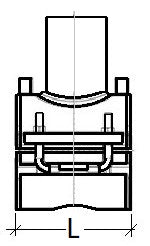 Technical drawing of a mechanical component with dimensions labeled