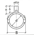 Technical drawing of a circular component with dimensions labeled