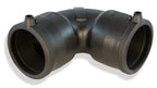 Black metal pipe fitting on a white background
