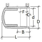 Technical drawing of a mechanical component with labeled dimensions