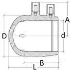 Technical drawing of a mechanical component with dimensions labeled