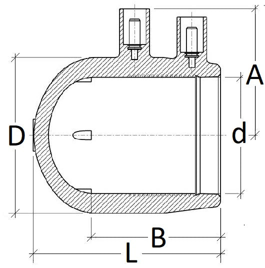 Technical drawing of a mechanical component with dimensions labeled