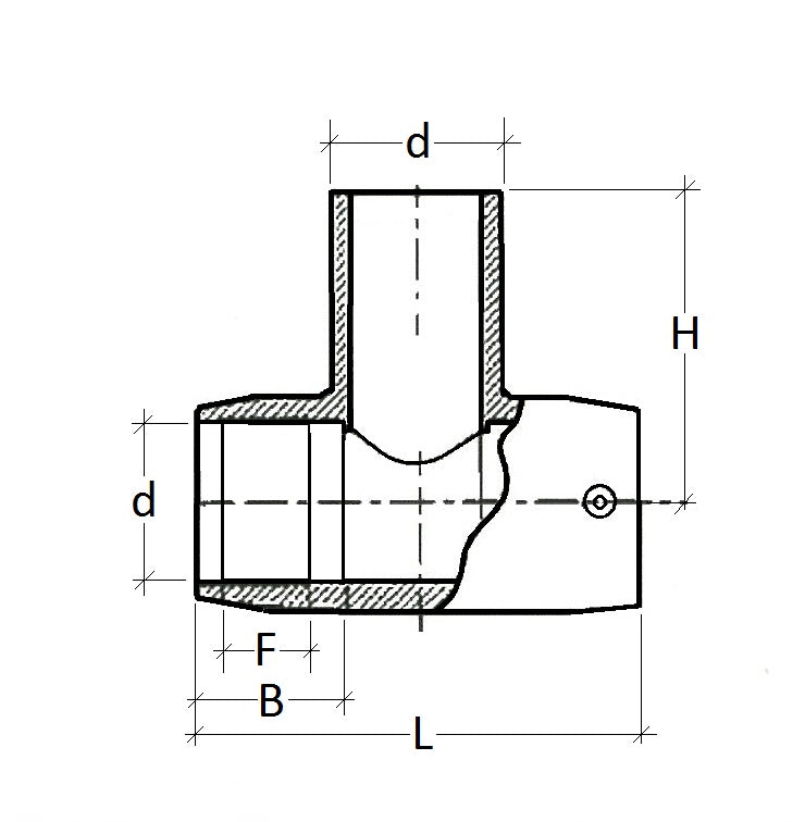 Technical drawing of a mechanical component with dimensions labeled