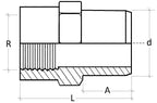Technical drawing of a mechanical component with dimensions labeled