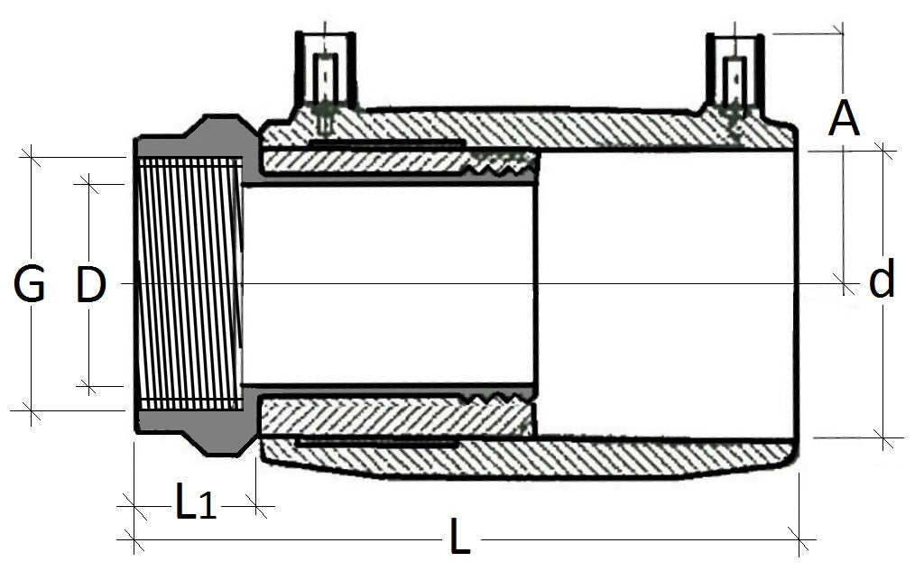 Technical drawing of a mechanical component with dimensions labeled