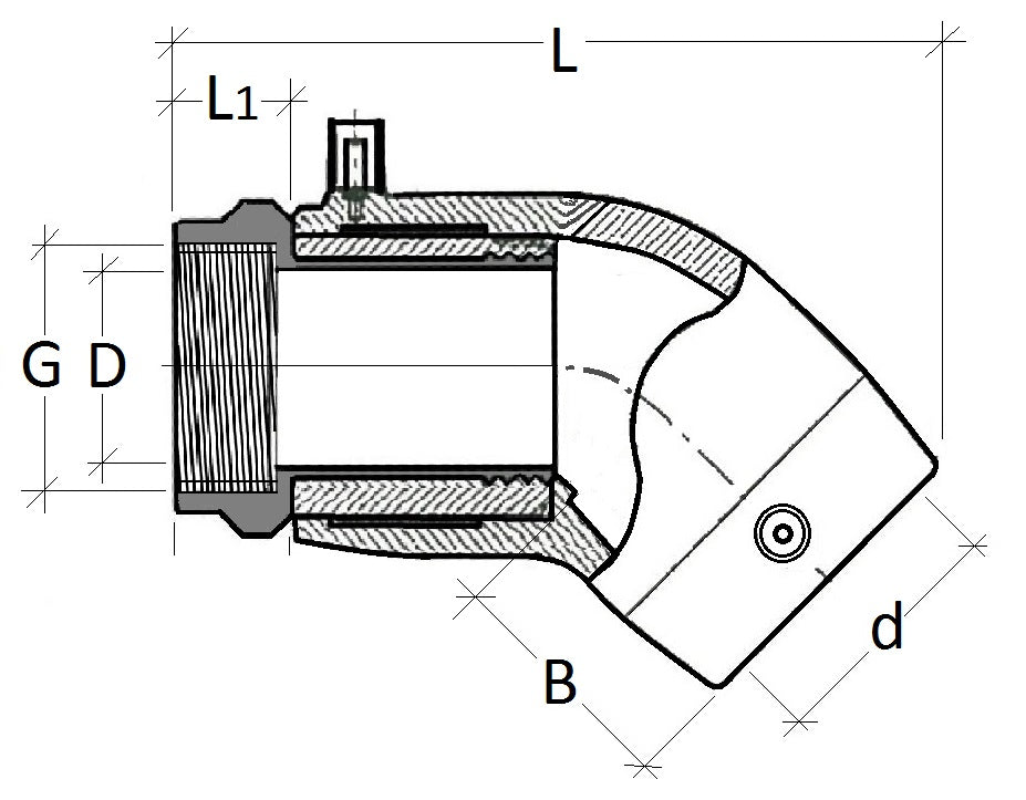 Technical drawing of a mechanical component with dimensions labeled
