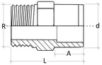 Technical drawing of a threaded cylindrical component with dimensions labeled