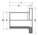 Technical drawing of a geometric shape with labeled dimensions