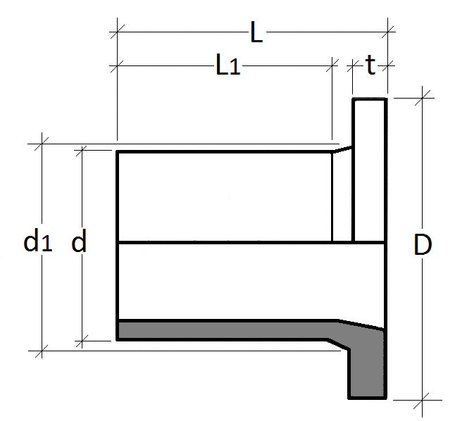 Technical drawing of a geometric shape with labeled dimensions