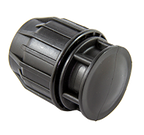 Black plastic fitting on a white background