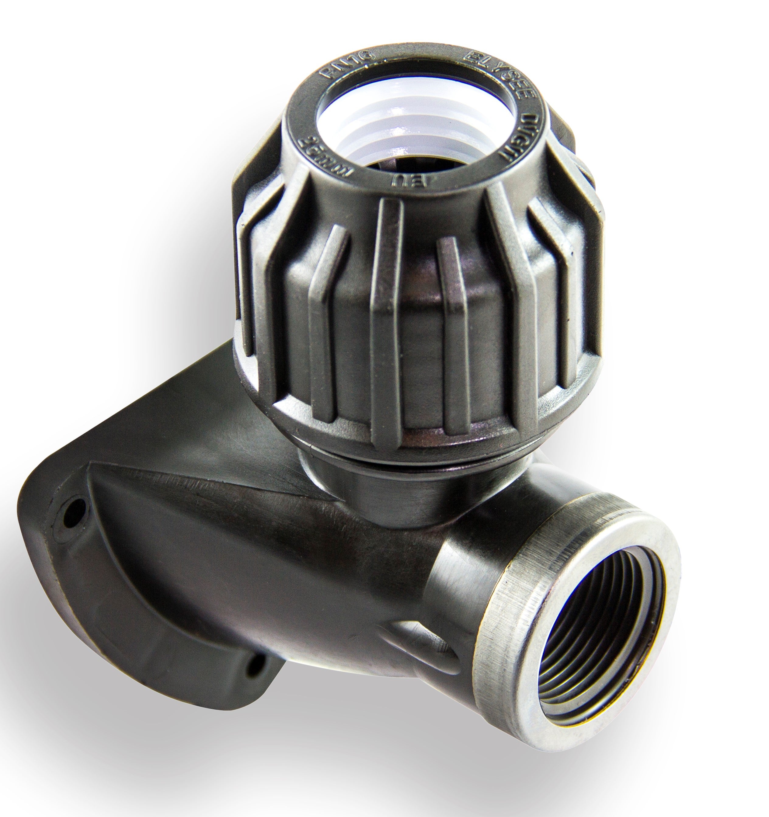 Metal valve or fitting on a white background
