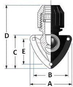 Technical drawing of a mechanical component with labeled dimensions
