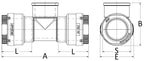 Technical drawing of a mechanical component with dimensions labeled