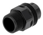 Black pipe fitting on a white background