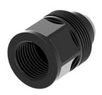 Black threaded metal fitting on a white background