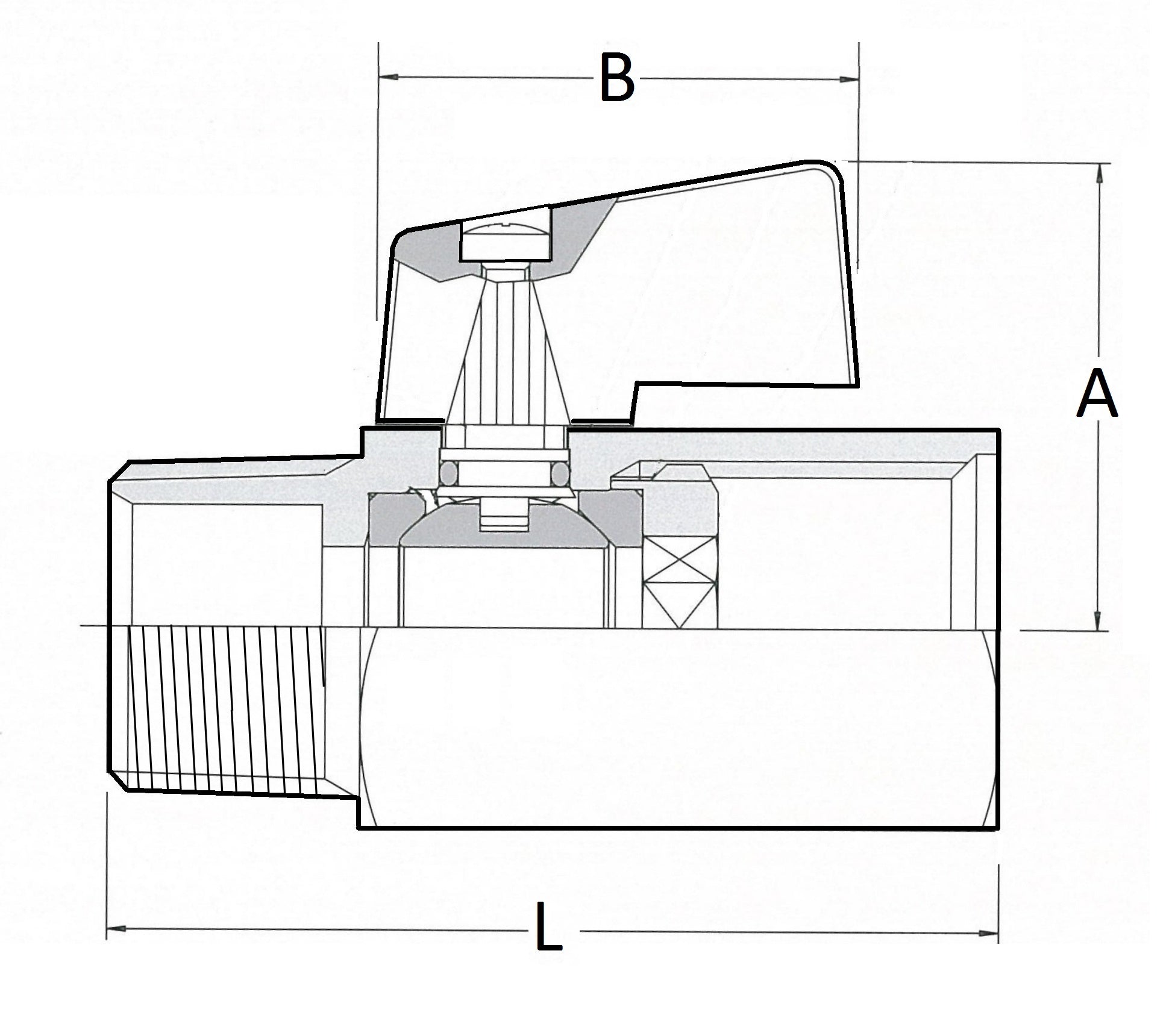 Technical drawing of a mechanical component with labeled dimensions
