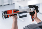 Person holding a cordless drill with a clear background