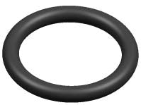 Black rubber O-ring on a white background