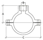 Technical drawing of a mechanical component with labeled dimensions on a white background