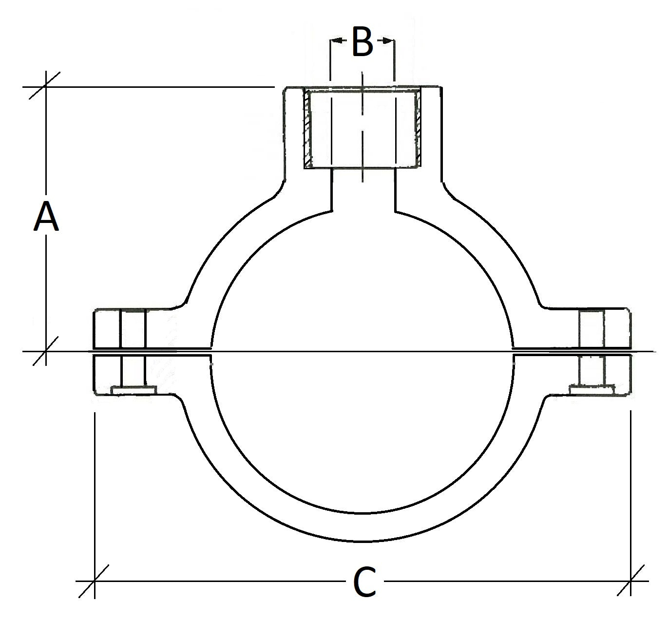 Technical drawing of a mechanical component with labeled dimensions on a white background