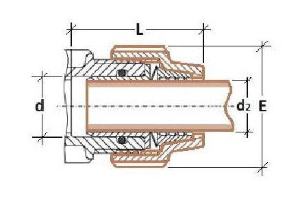 Technical drawing of a mechanical component with dimensions labeled