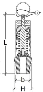 Technical drawing of a mechanical component with dimensions labeled