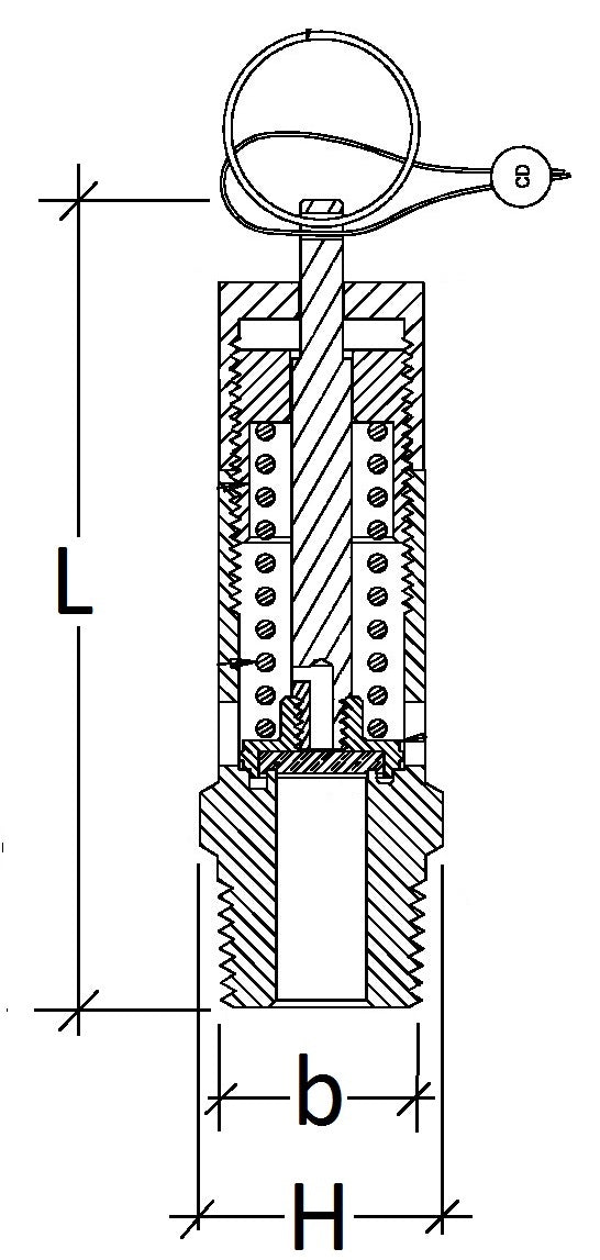 Technical drawing of a mechanical component with dimensions labeled