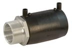Metal cylindrical component with threaded end on a white background