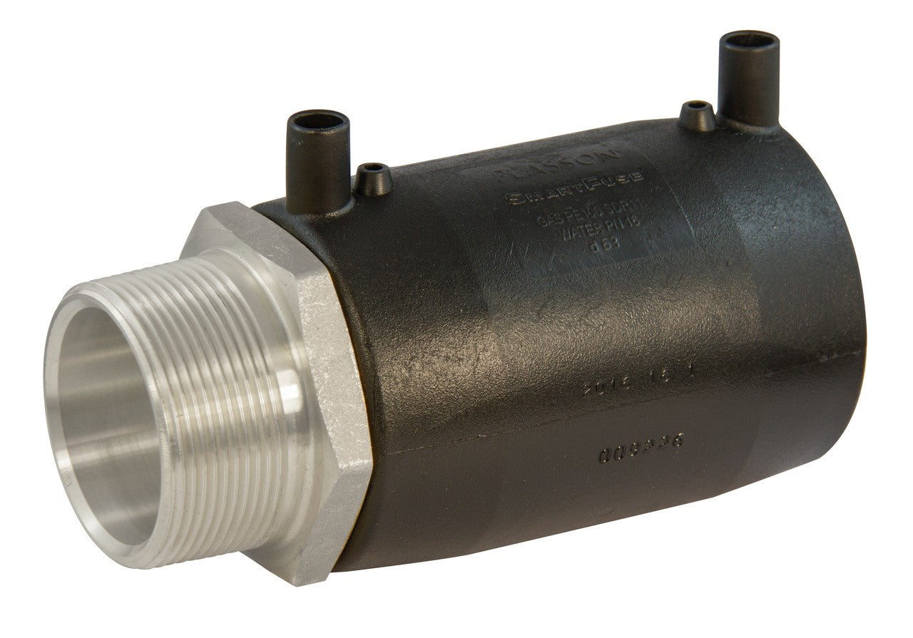 Metal cylindrical component with threaded end on a white background