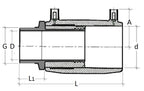 Technical drawing of a mechanical component with dimensions labeled