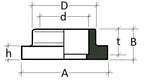 Technical drawing of a mechanical component with dimensions labeled